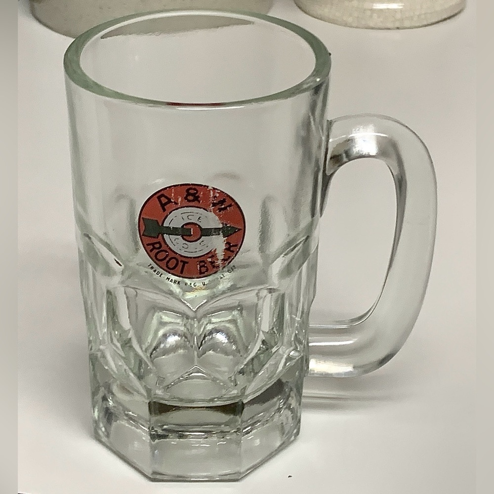 Mid Century Vintage Thick Heavy Duty Glass A & W Root Beer Mug